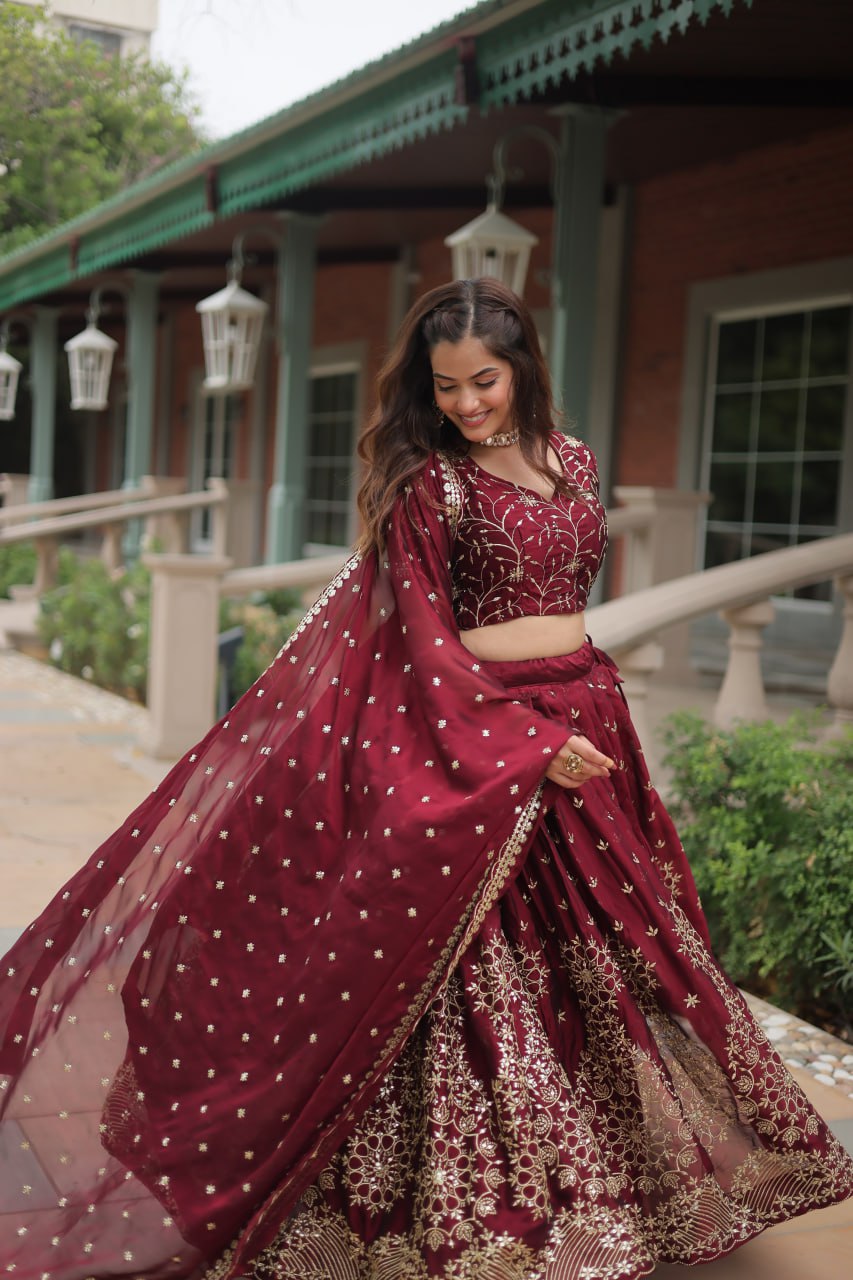 Alluring Rangoli Silk Heavy Sequins Embroidered Designer Lehenga Choli - INDIAN ELEGANCE
