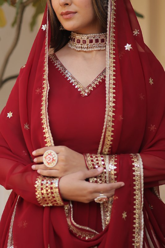 Graceful Faux Georgette Sequins Multi Worked Designer Gown - INDIAN ELEGANCE