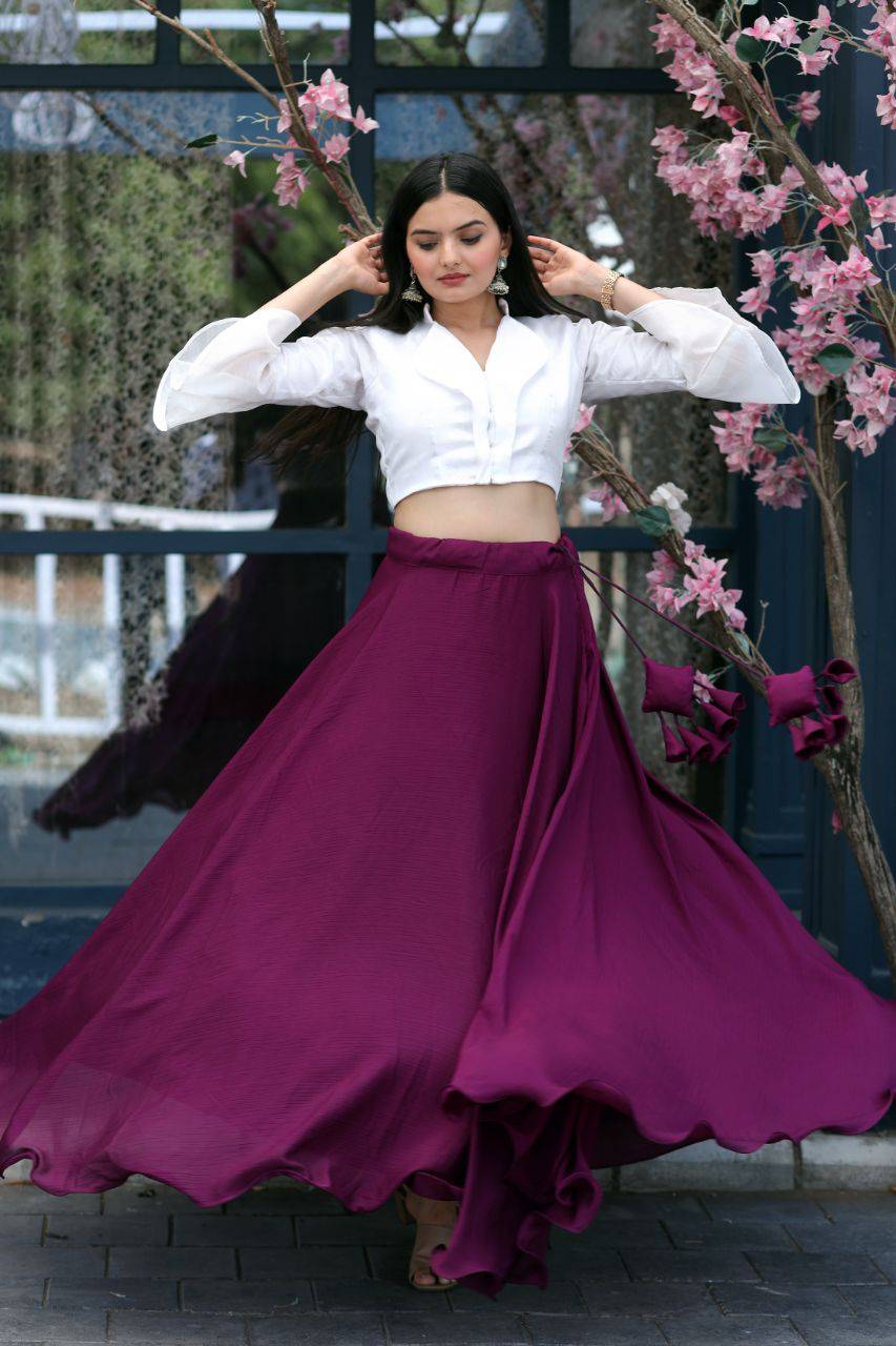 Passionate Chinon Fully Stitched Lehenga Choli Set - INDIAN ELEGANCE