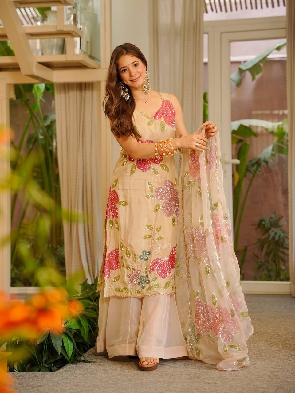 Modern Party & Wedding Wear Fox Georgette Sequins Embroidered sharara Suit for woman