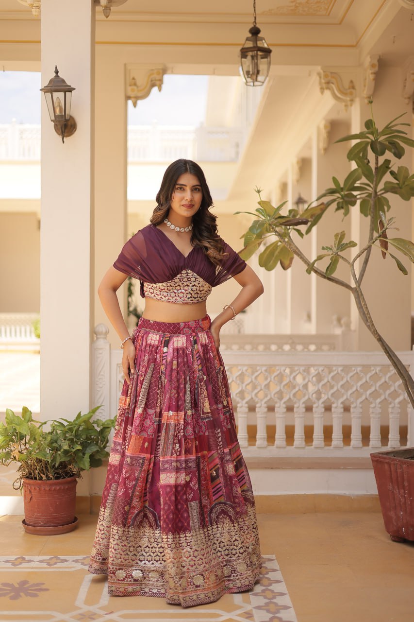 Stylish Russian Silk Floral Designer Lehenga Choli Set - INDIAN ELEGANCE
