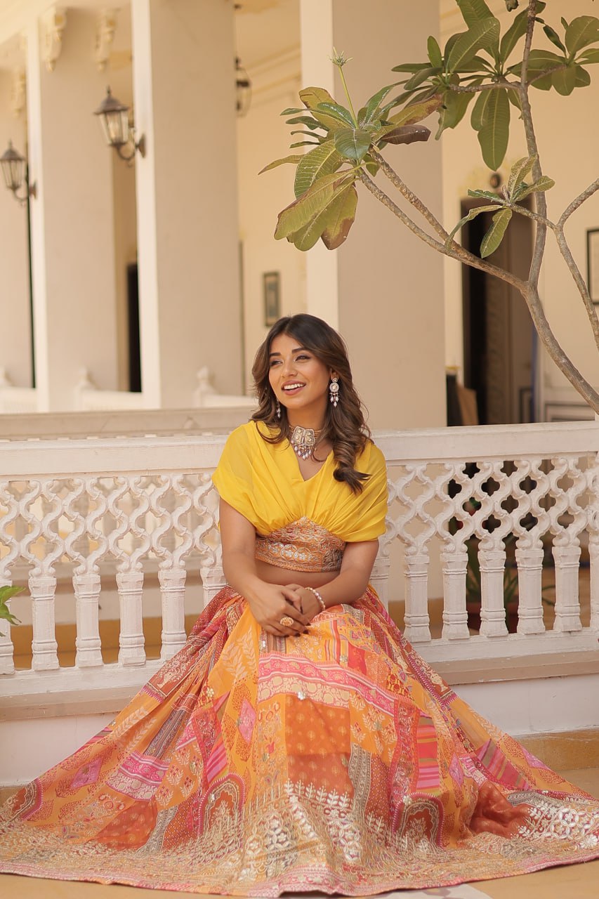Stylish Russian Silk Floral Designer Lehenga Choli Set - INDIAN ELEGANCE