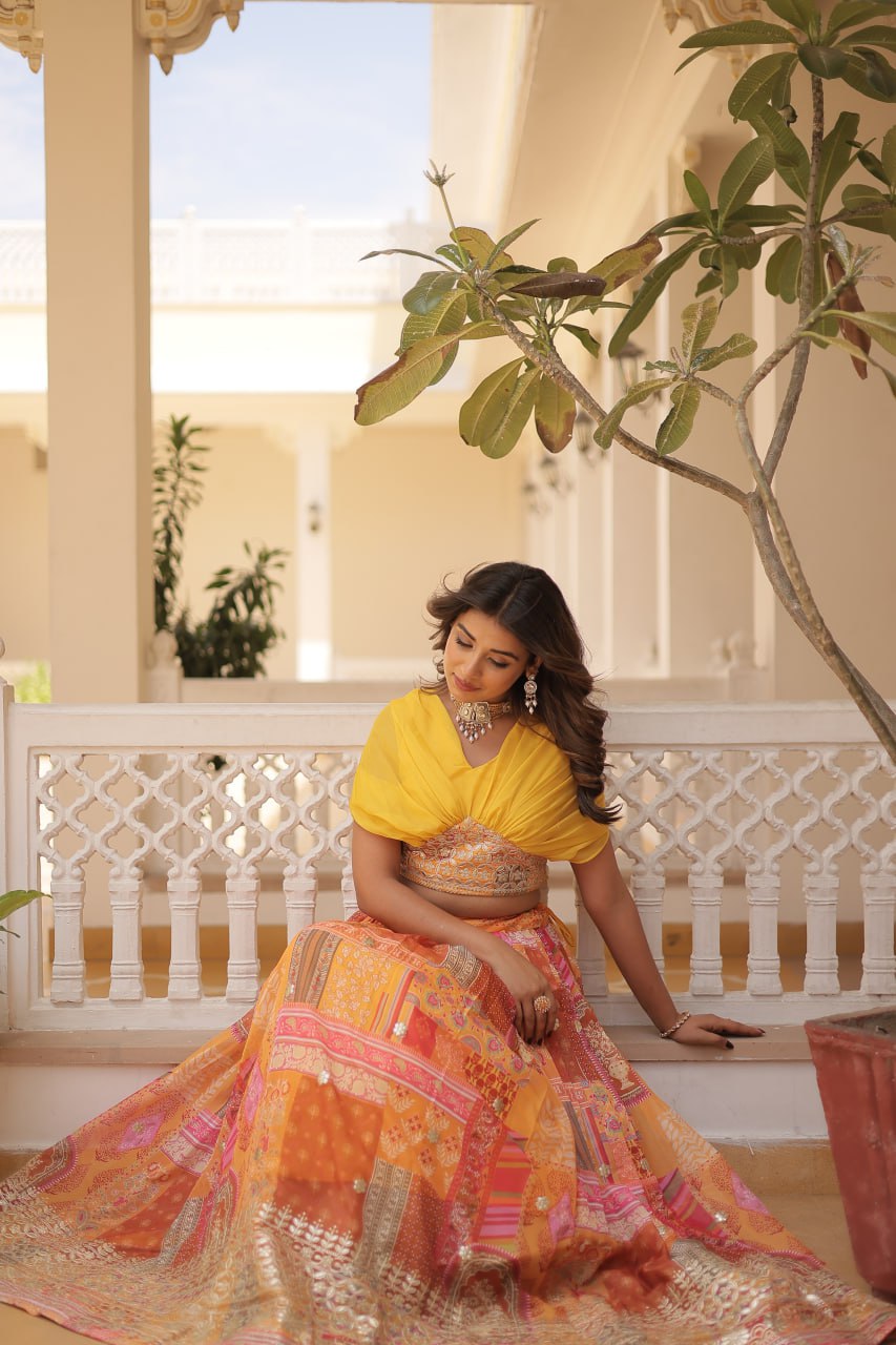 Stylish Russian Silk Floral Designer Lehenga Choli Set - INDIAN ELEGANCE