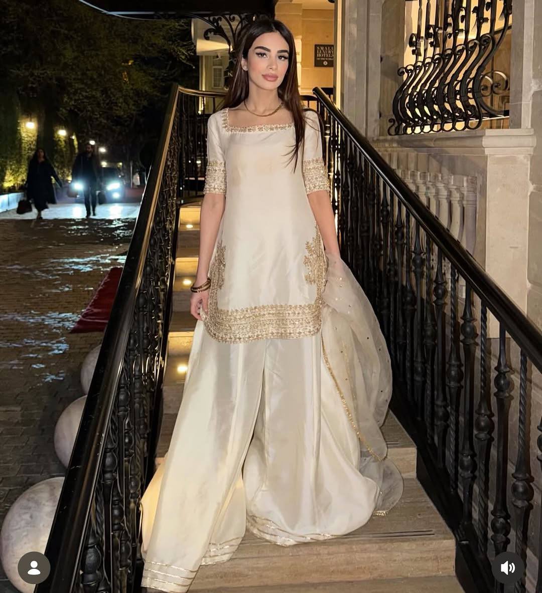 Ivory White Kurta sharara Set for Women – Sequins Embroidered Party Wear Suit with Organza Dupatta | Wedding, Reception, Farewell Outfit 2026