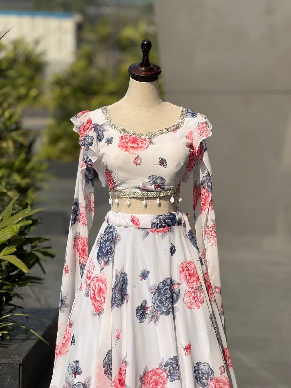 Trendy Floral Georgette Fully Stitched  Lehenga Choli for Girls-Party, Farewell & Wedding Wear