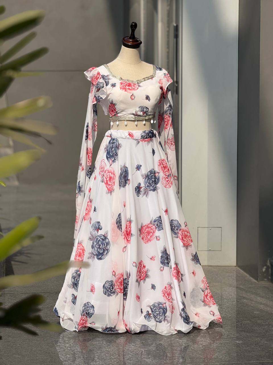 Trendy Floral Georgette Fully Stitched  Lehenga Choli for Girls-Party, Farewell & Wedding Wear