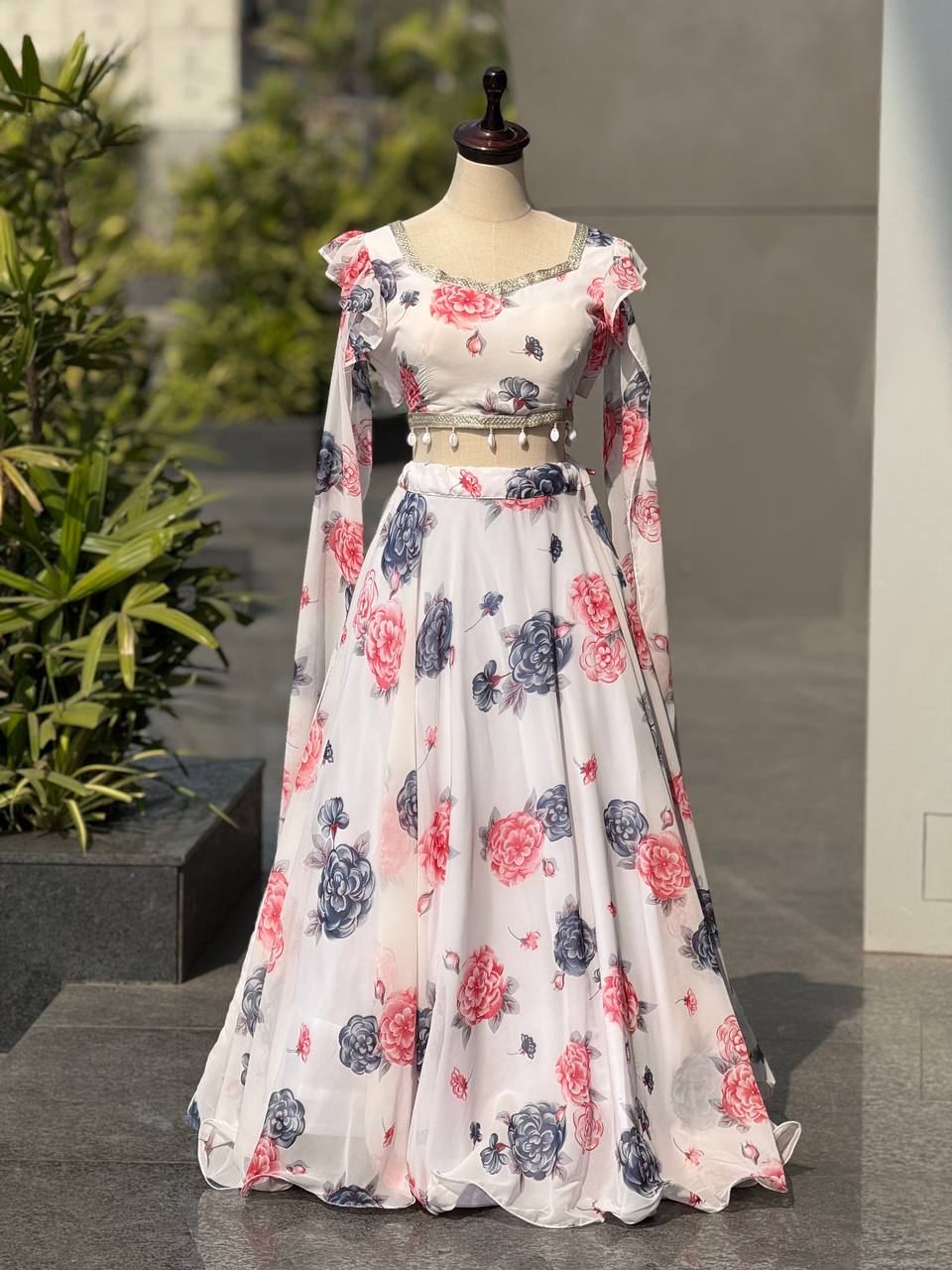 Trendy Floral Georgette Fully Stitched  Lehenga Choli for Girls-Party, Farewell & Wedding Wear