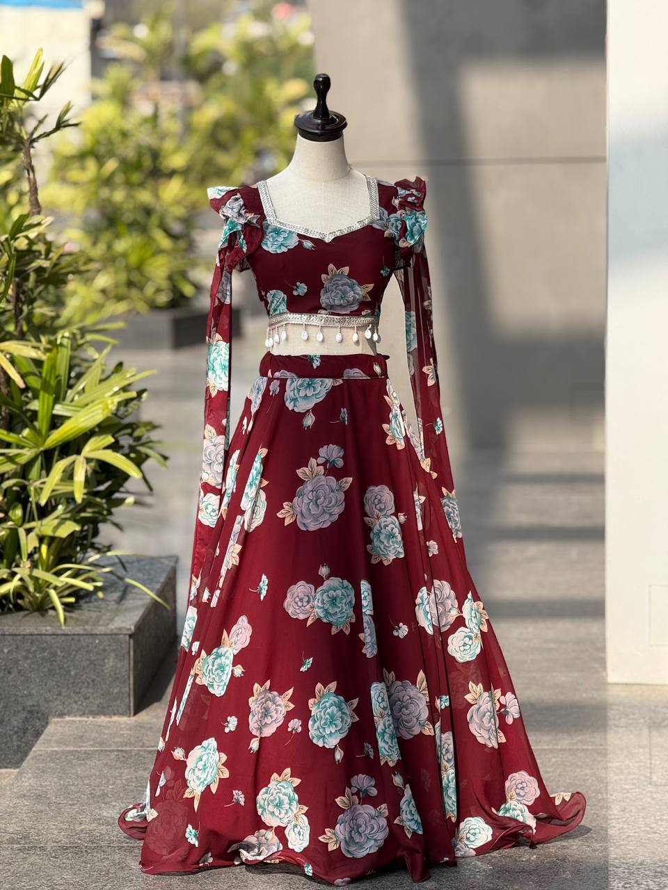Trendy Floral Georgette Fully Stitched  Lehenga Choli for Girls-Party, Farewell & Wedding Wear
