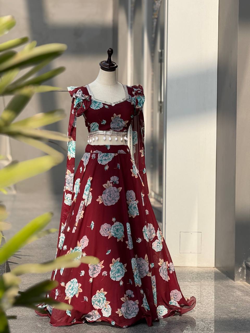 Trendy Floral Georgette Fully Stitched  Lehenga Choli for Girls-Party, Farewell & Wedding Wear