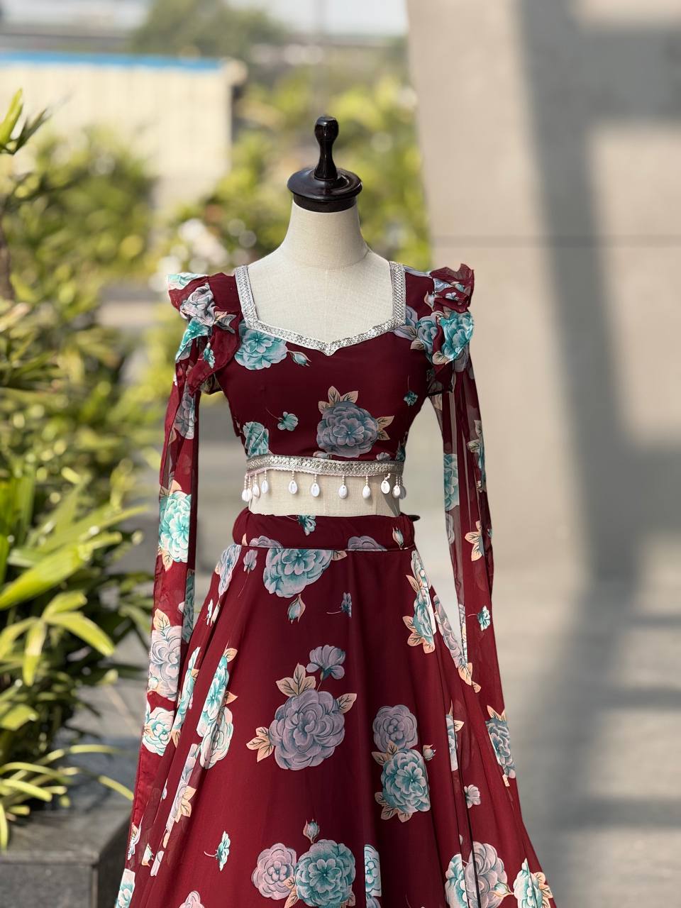 Trendy Floral Georgette Fully Stitched  Lehenga Choli for Girls-Party, Farewell & Wedding Wear