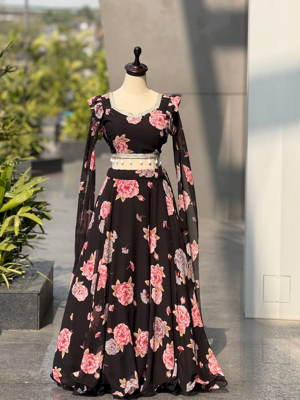 Trendy Floral Georgette Fully Stitched  Lehenga Choli for Girls-Party, Farewell & Wedding Wear