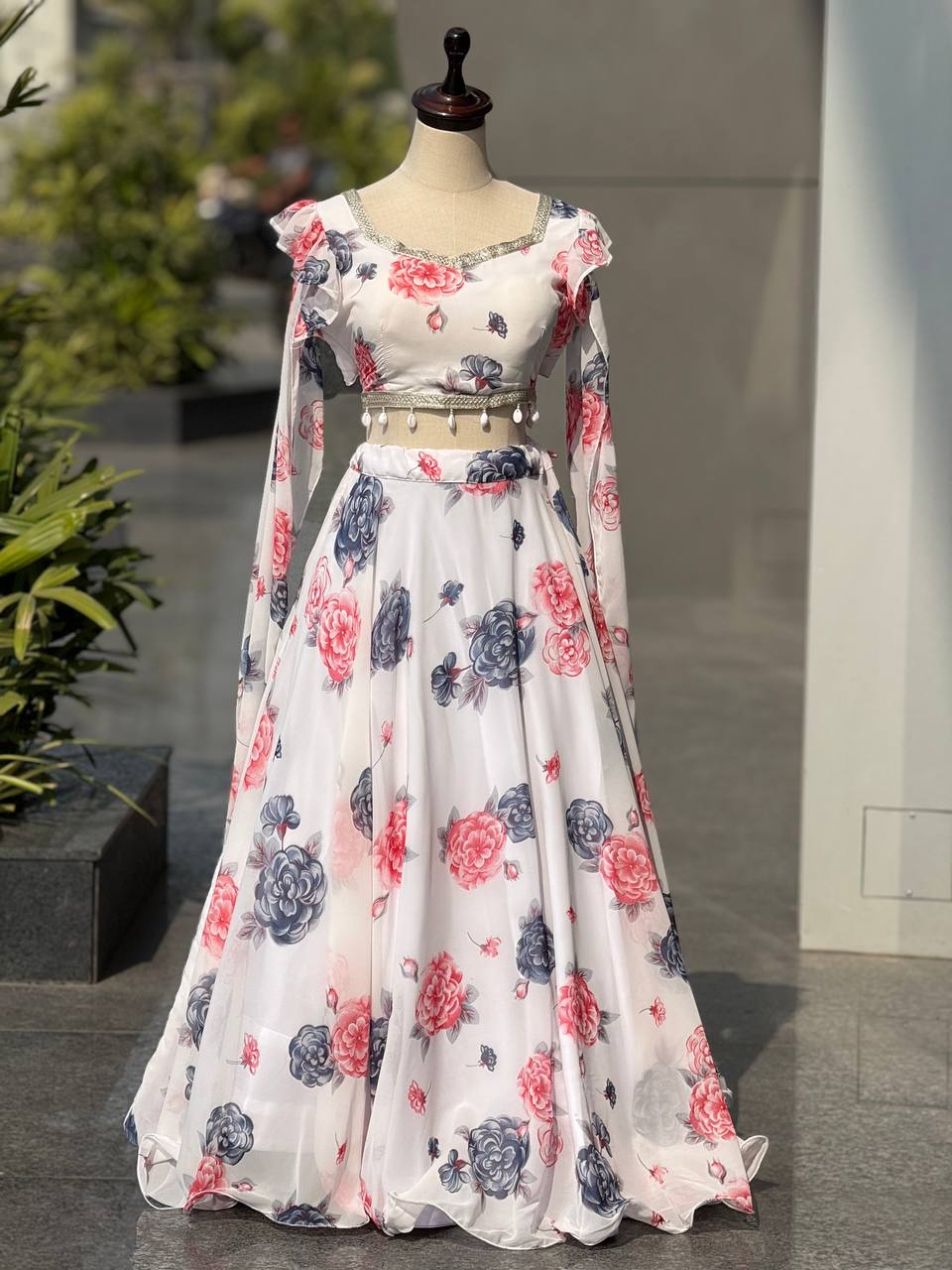 Trendy Floral Georgette Fully Stitched  Lehenga Choli for Girls-Party, Farewell & Wedding Wear