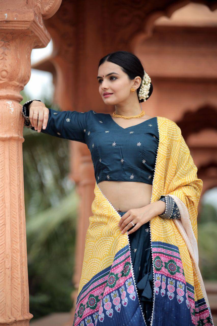 Unique Silk Sequins Embroidered Lehenga Choli Set - INDIAN ELEGANCE