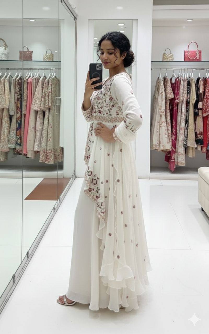 Designer Indo-Western Palazzo Suit Set for Women – Sequin Embroidered Rangoli Silk Outfit with Dupatta | Party Wear for Wedding, Sangeet & Farewell