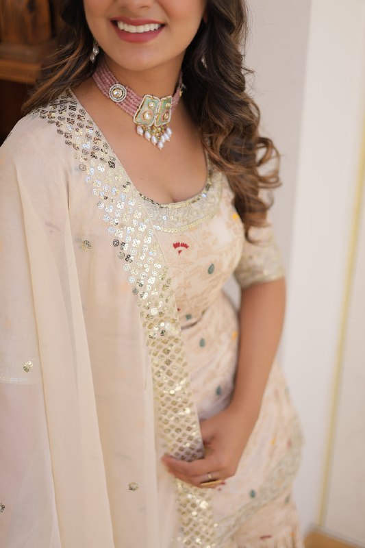 Magnificent Viscous Jacquard Designer Top Sharara Suit - INDIAN ELEGANCE