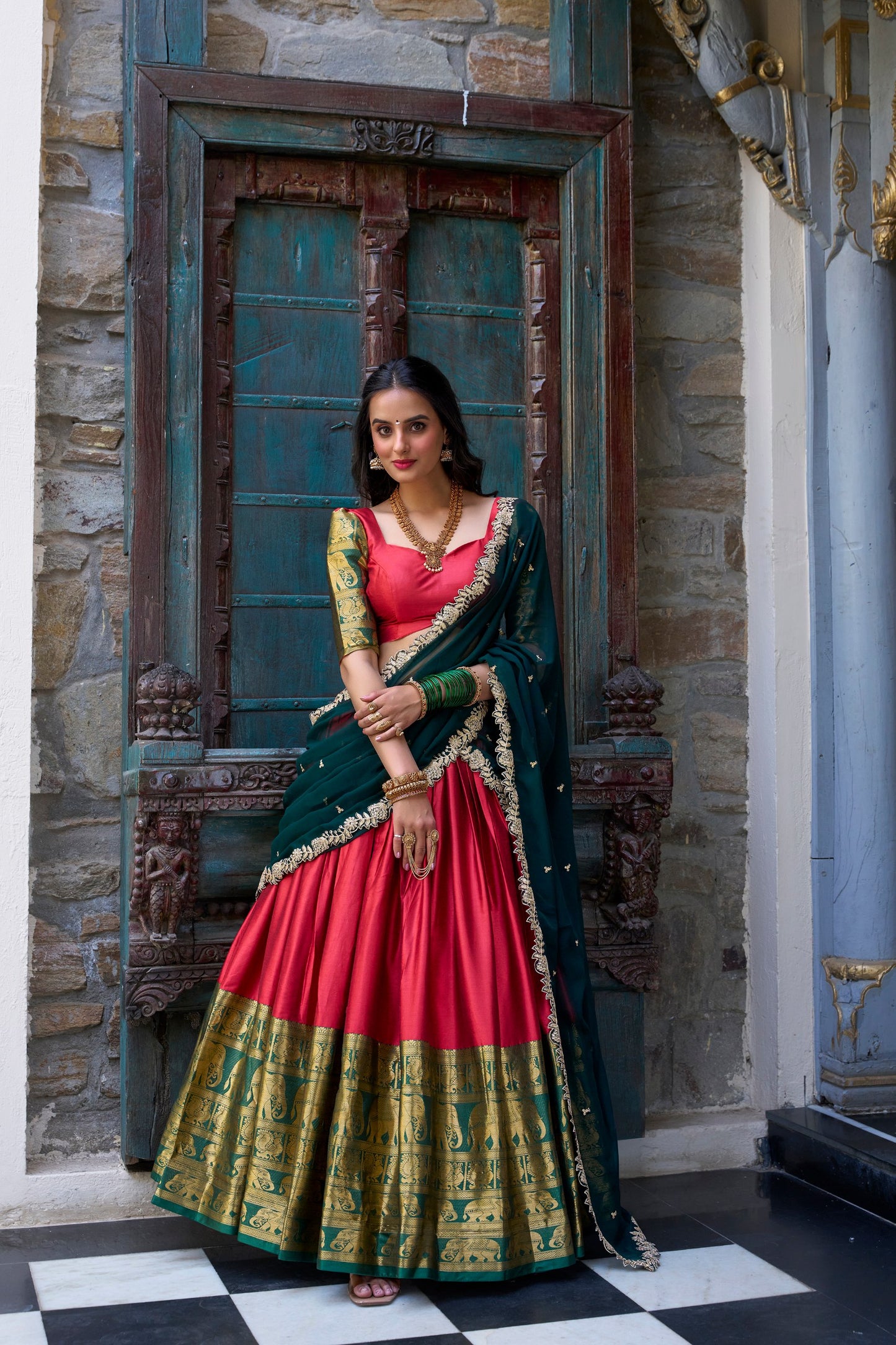 Adorable Narayan Pattu Zari Weaving Worked Lehenga Choli