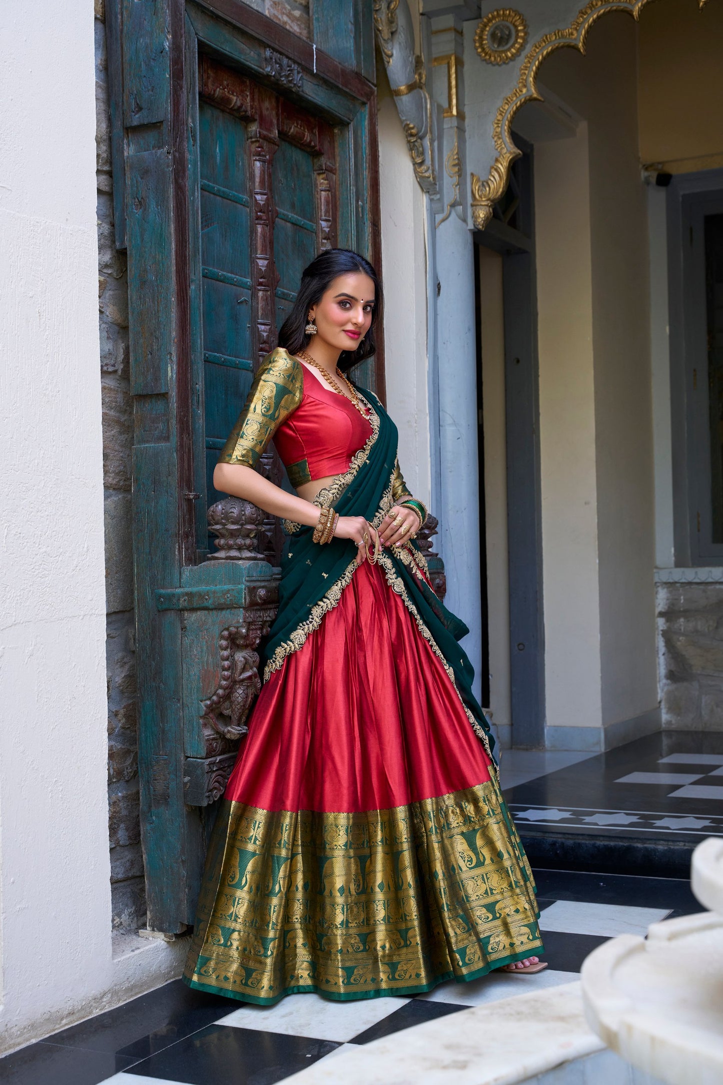 Adorable Narayan Pattu Zari Weaving Worked Lehenga Choli