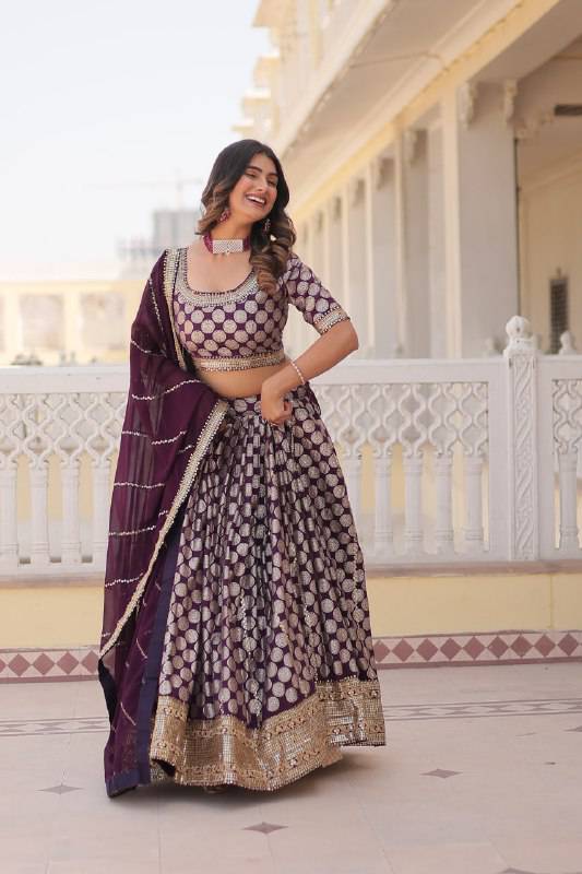 Gorgeous Viscous Jacquard Wedding Wear Lehenga Choli - INDIAN ELEGANCE