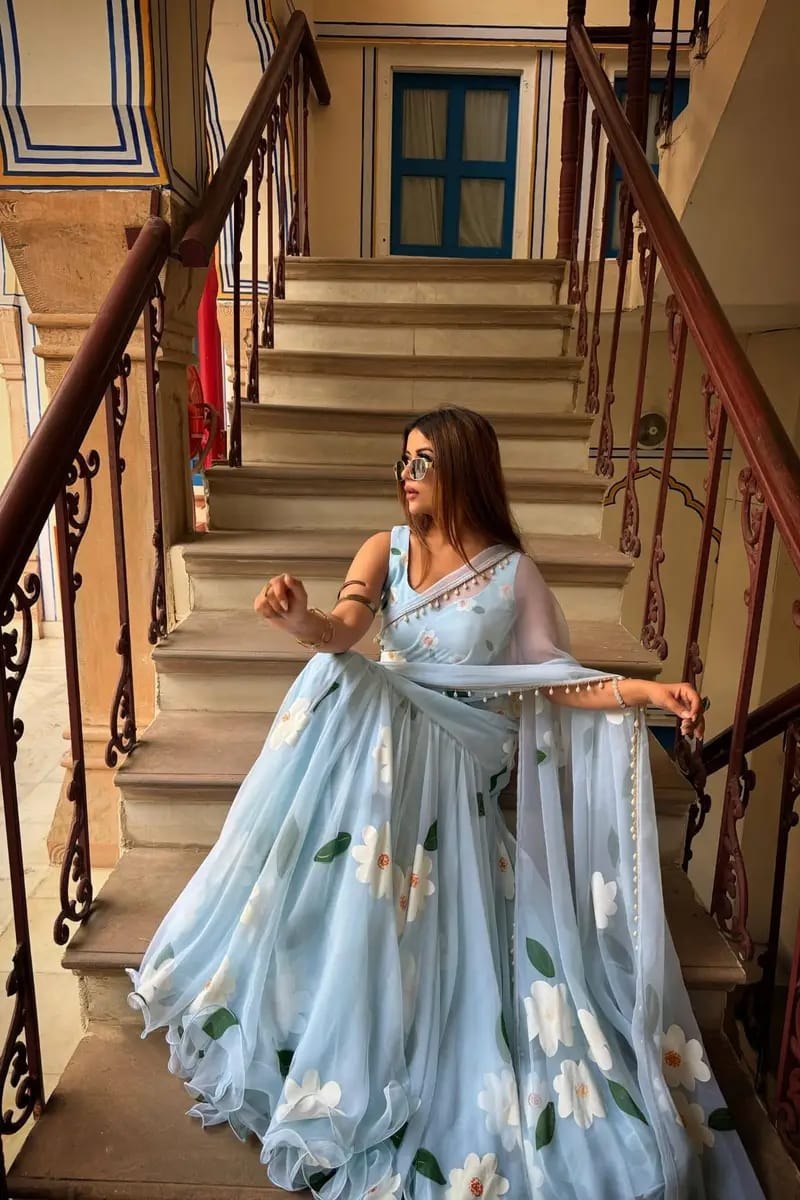 Stylish Ruffle Drape ready to wear Lehenga Saree – Modern Fusion Ethnic Wear for Weddings & Parties