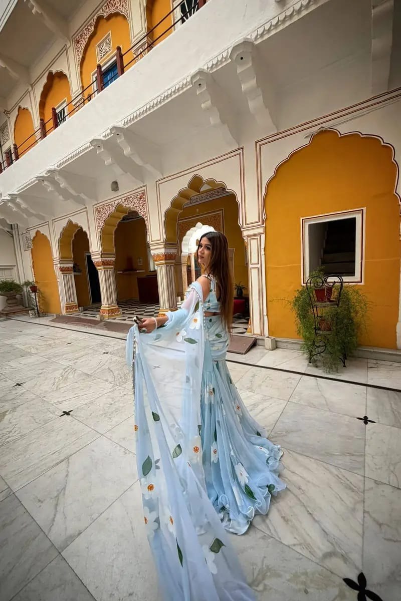 Stylish Ruffle Drape ready to wear Lehenga Saree – Modern Fusion Ethnic Wear for Weddings & Parties