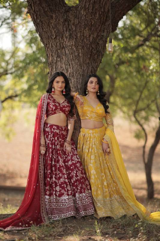 Fascinating Pure Viscous Jacquard Sequins Embroidered Lehenga Choli - INDIAN ELEGANCE