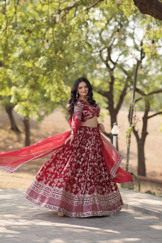 Fascinating Pure Viscous Jacquard Sequins Embroidered Lehenga Choli - INDIAN ELEGANCE