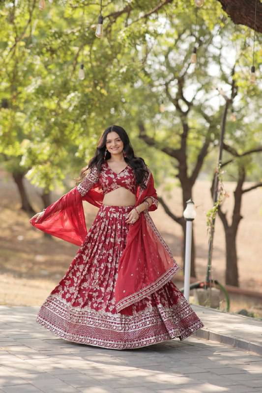 Fascinating Pure Viscous Jacquard Sequins Embroidered Lehenga Choli - INDIAN ELEGANCE