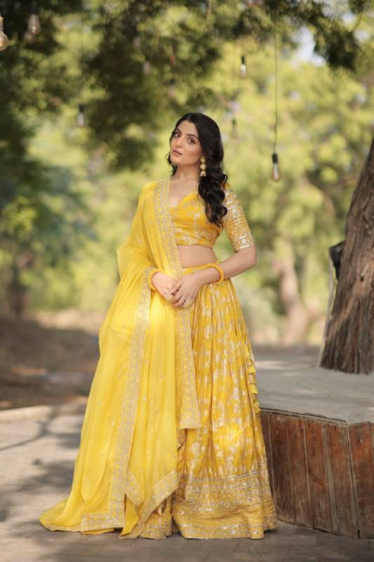 Fascinating Pure Viscous Jacquard Sequins Embroidered Lehenga Choli - INDIAN ELEGANCE