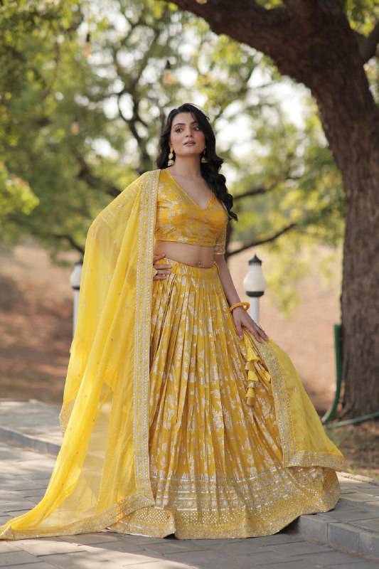 Fascinating Pure Viscous Jacquard Sequins Embroidered Lehenga Choli - INDIAN ELEGANCE