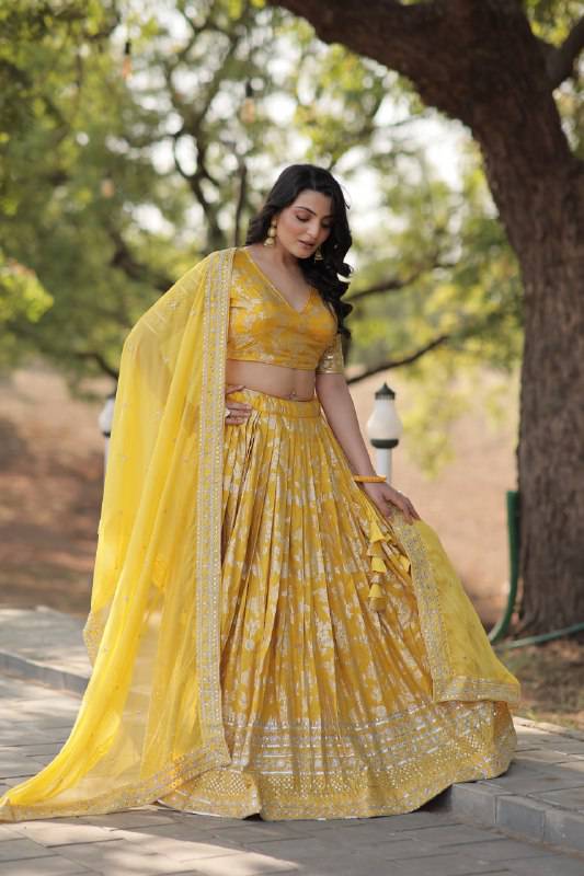 Fascinating Pure Viscous Jacquard Sequins Embroidered Lehenga Choli - INDIAN ELEGANCE