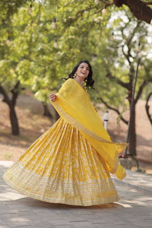 Fascinating Pure Viscous Jacquard Sequins Embroidered Lehenga Choli - INDIAN ELEGANCE