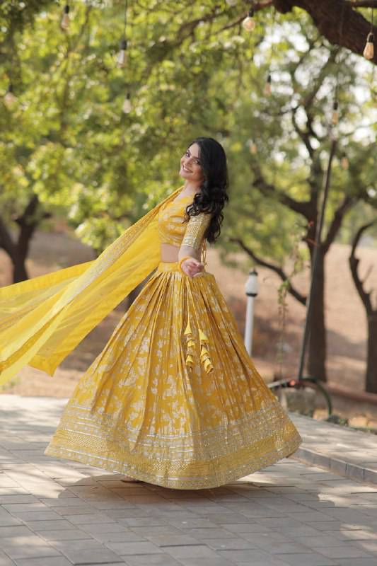 Fascinating Pure Viscous Jacquard Sequins Embroidered Lehenga Choli - INDIAN ELEGANCE