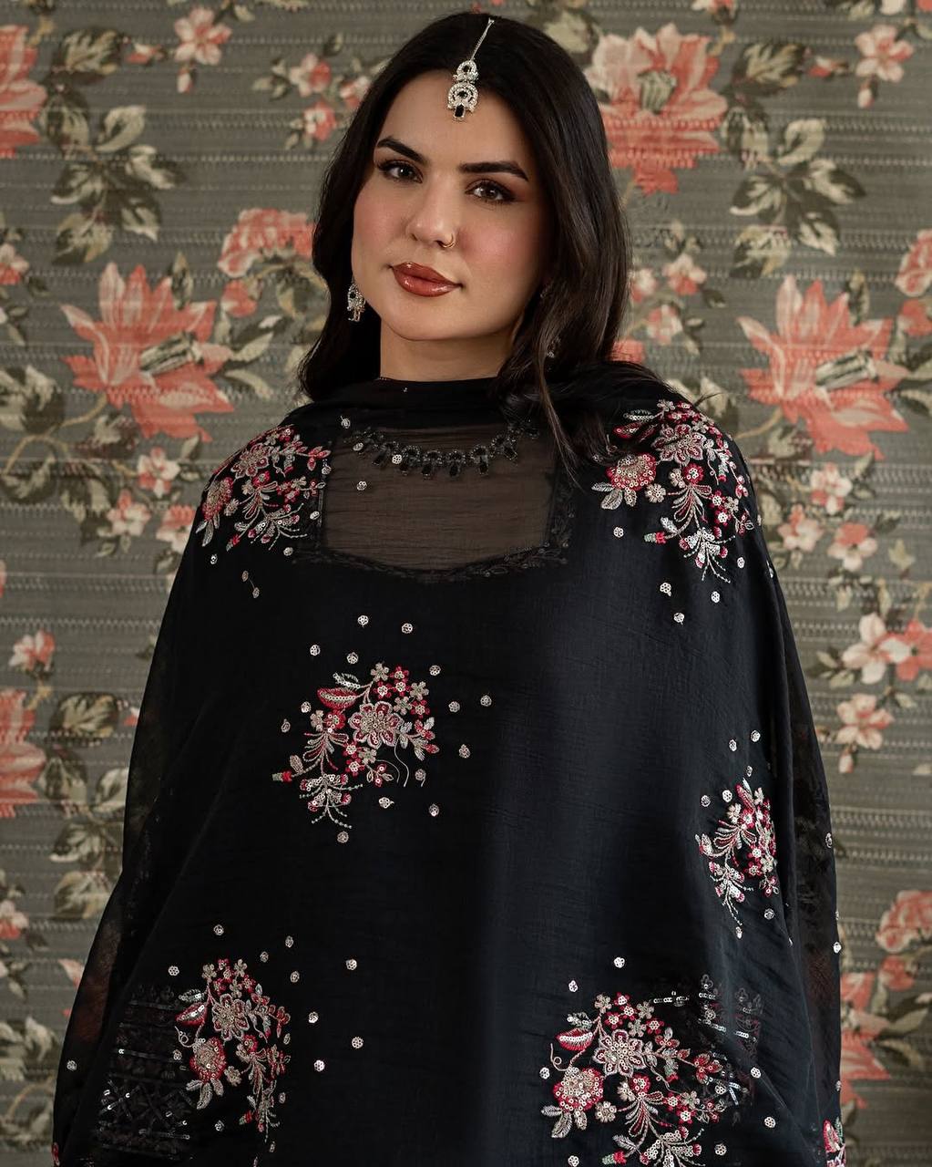 Designer Black Farshi Plazo Set for Farewell, Sangeet & Wedding Receptions