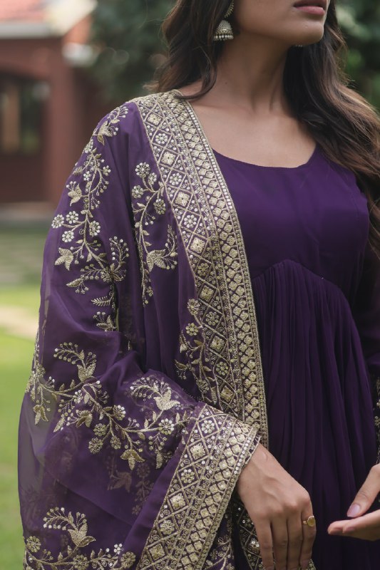 Hypnotic Faux Georgette Multi Sequins Worked Festive Wear Gown - INDIAN ELEGANCE