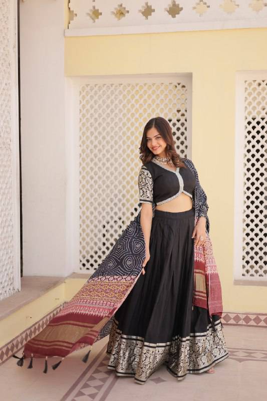 Stunning Viscous Jacquard Sequins Embroidered Lehenga Choli - INDIAN ELEGANCE
