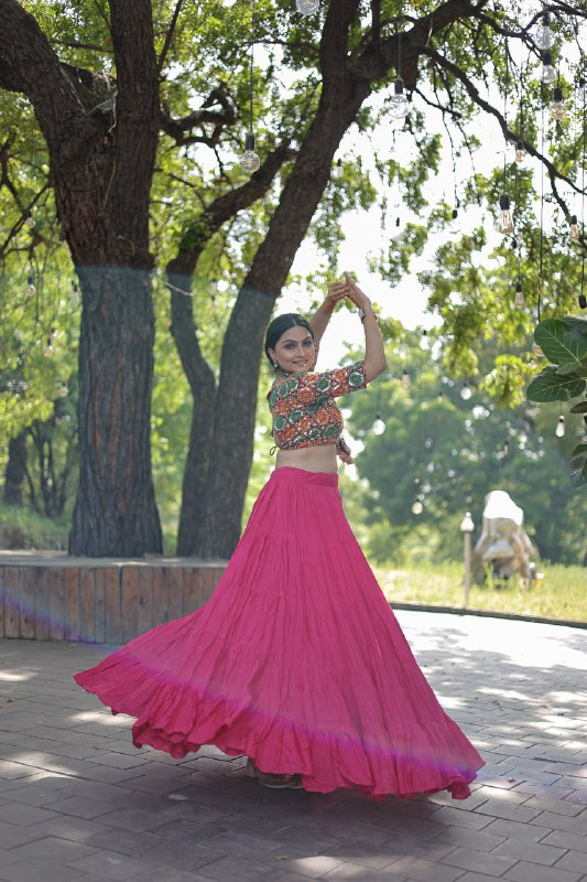 Glorious Navratri Wear Rayon Ruffle Fully Stitched Lehenga Choli - INDIAN ELEGANCE