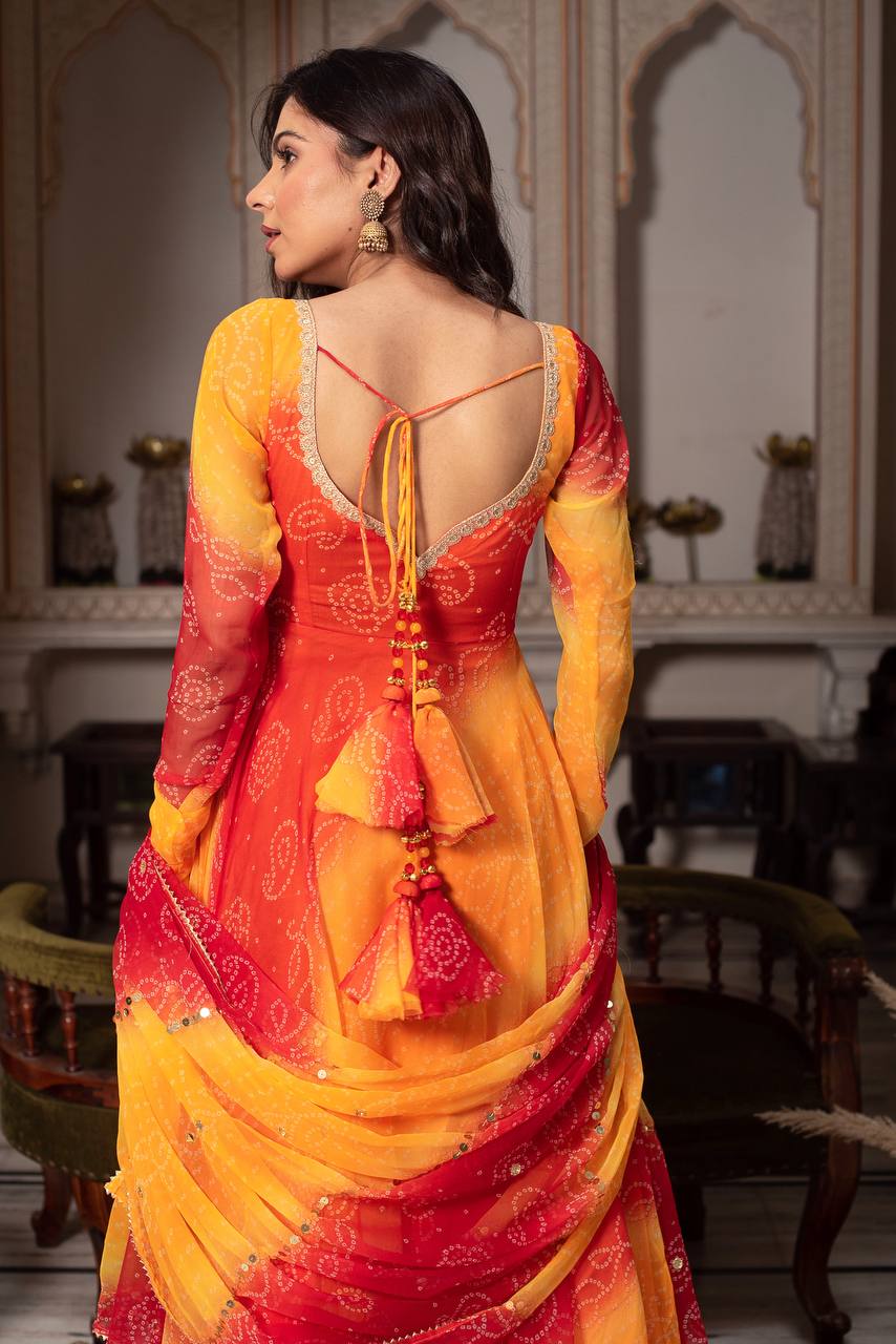 Luxury Digital Print Faux Georgette Anarkali Suit with Dupatta.