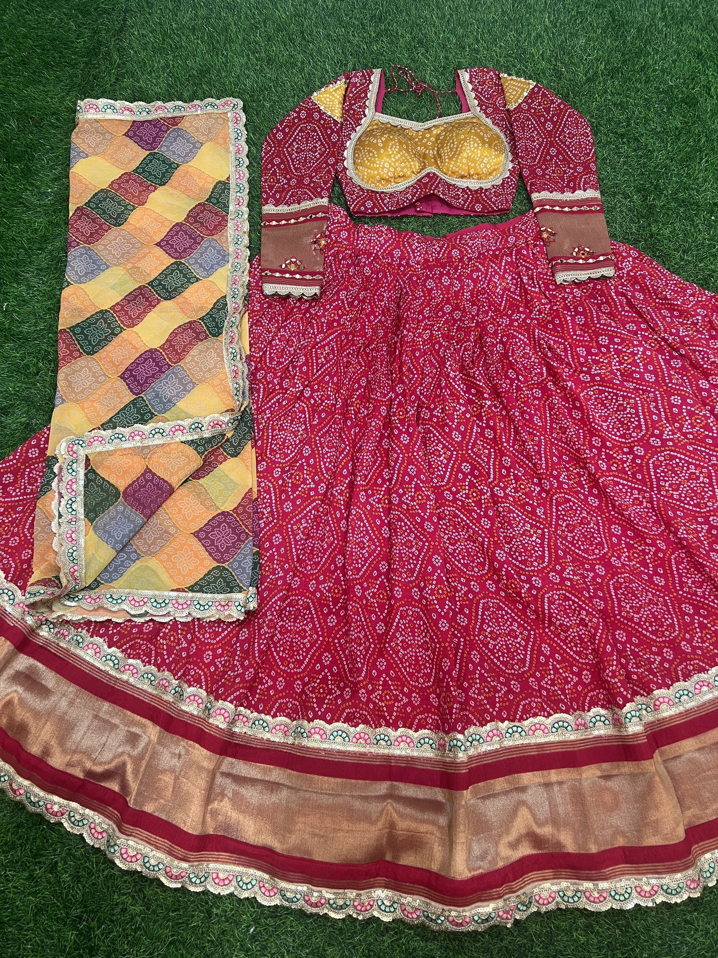 Amazing Rani Pink Gaji Silk Printed Zari Thread Sequins Worked Lehenga Choli - INDIAN ELEGANCE