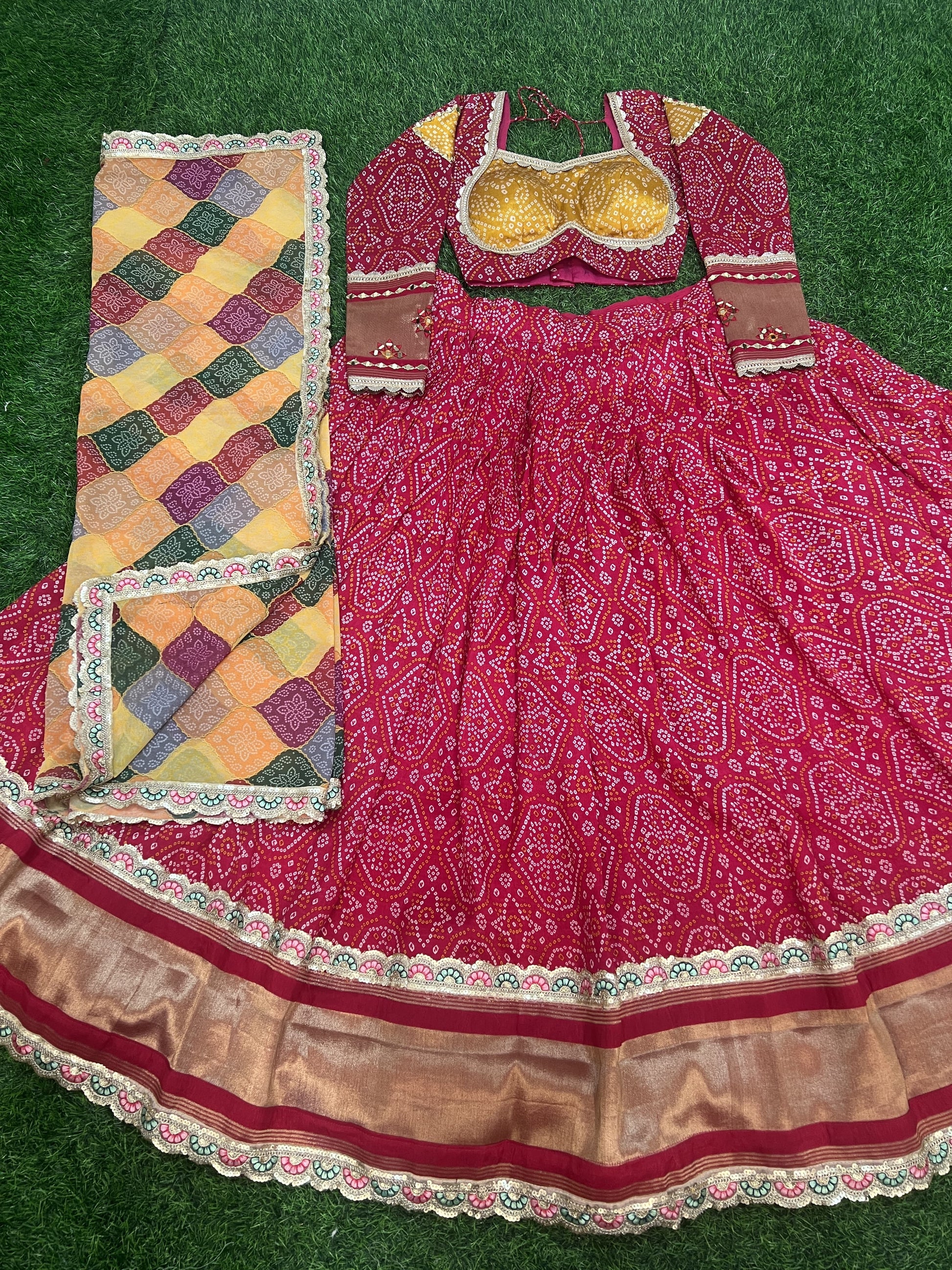 Amazing Rani Pink Gaji Silk Printed Zari Thread Sequins Worked Lehenga Choli - INDIAN ELEGANCE