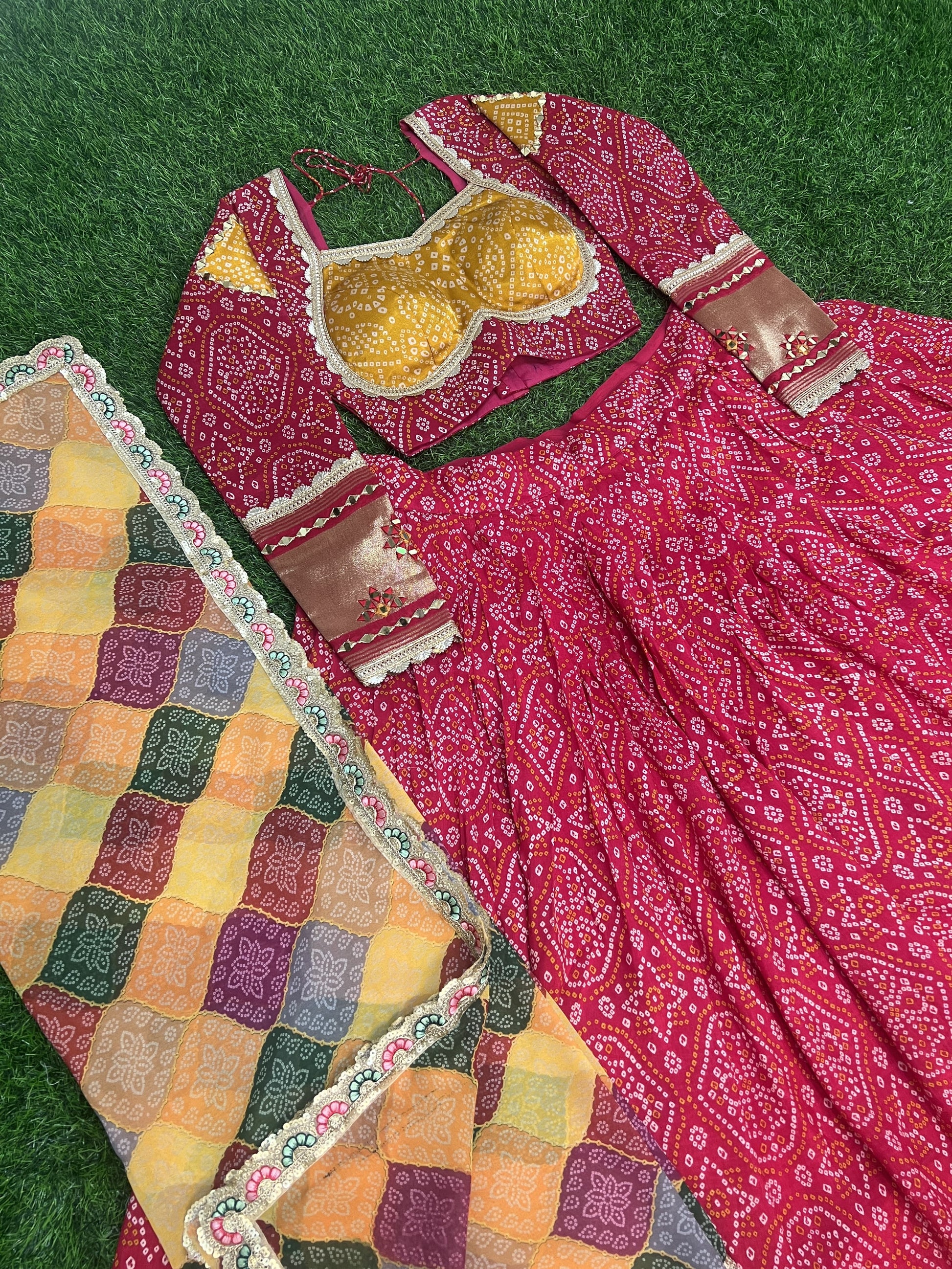 Amazing Rani Pink Gaji Silk Printed Zari Thread Sequins Worked Lehenga Choli - INDIAN ELEGANCE