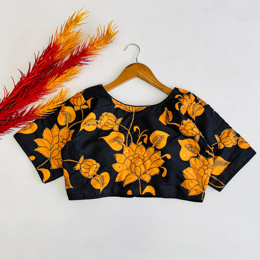 Spellbinding Pure Silk Printed Handcrafted Designer Stitched Blouse - INDIAN ELEGANCE
