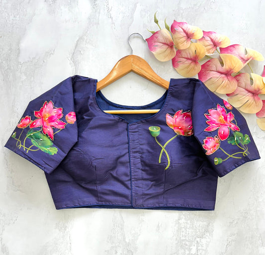 Radiant Pure Silk Printed Handcrafted Designer Stitched Blouse - INDIAN ELEGANCE