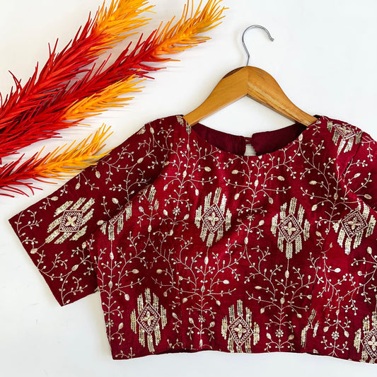 Elegant Bridal Zari Silk Embroidered Sequins Worked Festive Wear Blouse - INDIAN ELEGANCE