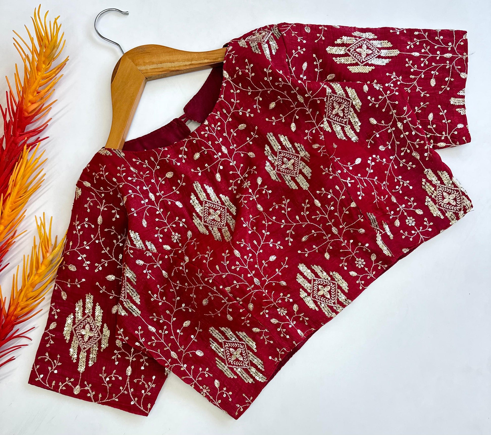 Elegant Bridal Zari Silk Embroidered Sequins Worked Festive Wear Blouse - INDIAN ELEGANCE
