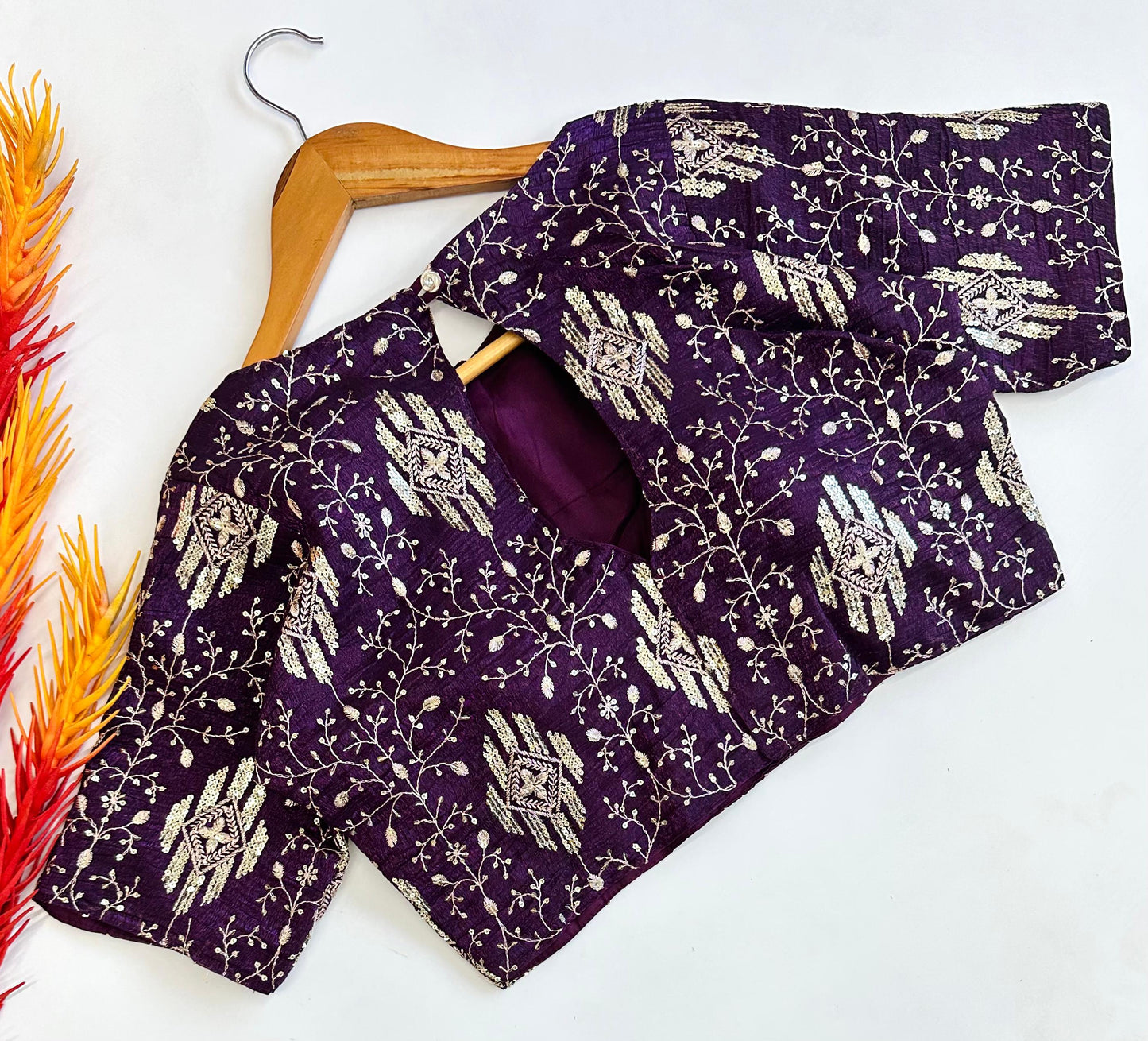 Elegant Bridal Zari Silk Embroidered Sequins Worked Festive Wear Blouse - INDIAN ELEGANCE