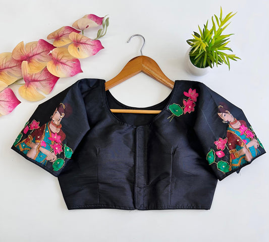 Lovely Pure Silk Printed Handcrafted Designer Stitched Blouse - INDIAN ELEGANCE