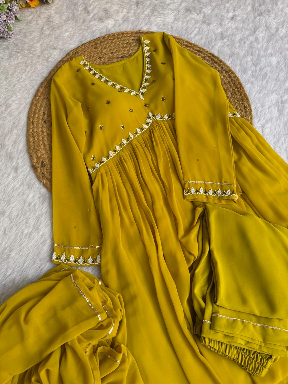 Exquisite Faux Georgette Festive Wear Handworked Suit - INDIAN ELEGANCE