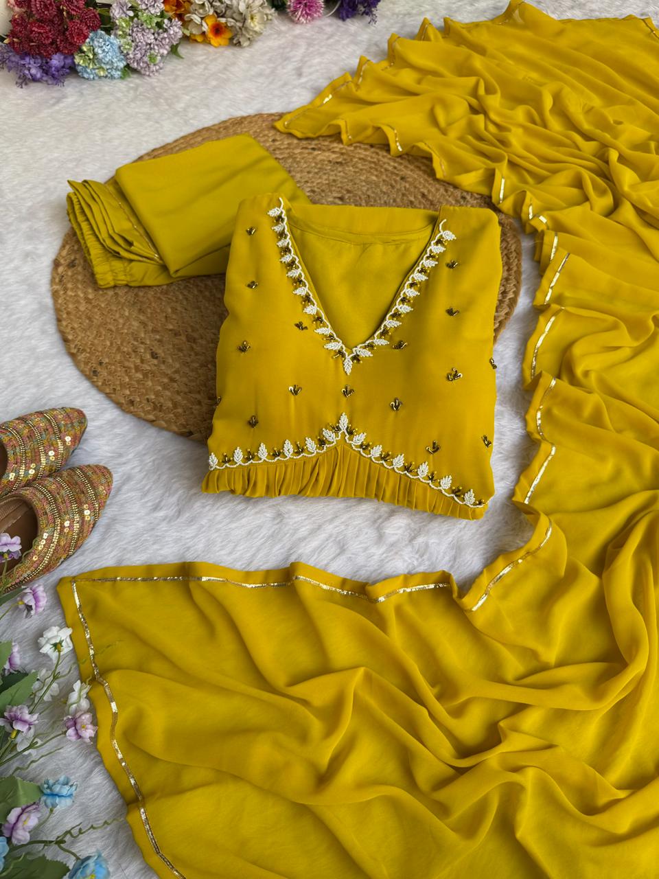 Exquisite Faux Georgette Festive Wear Handworked Suit - INDIAN ELEGANCE