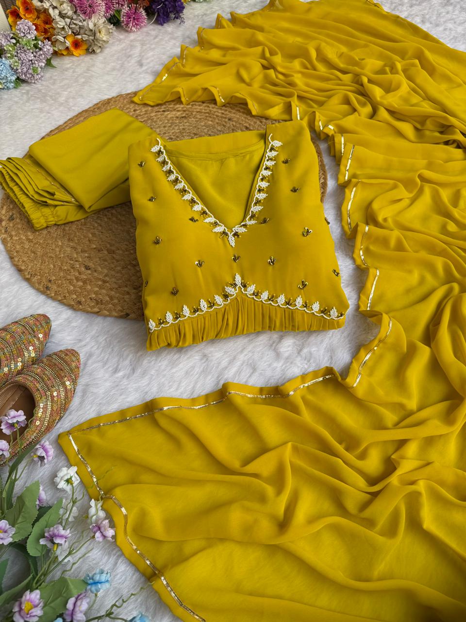 Exquisite Faux Georgette Festive Wear Handworked Suit - INDIAN ELEGANCE