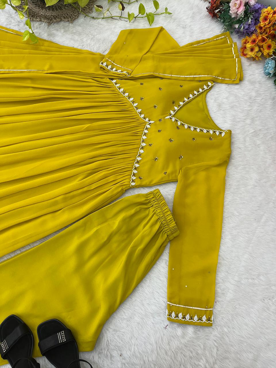 Exquisite Faux Georgette Festive Wear Handworked Suit - INDIAN ELEGANCE